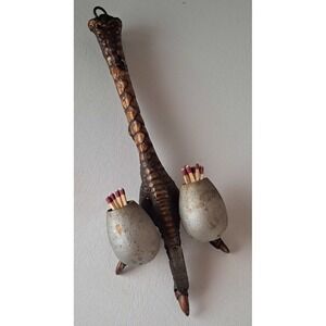 Antique Turkey Foot Match Safe Holder Striker Folk Art Taxidermy Late 1800's -